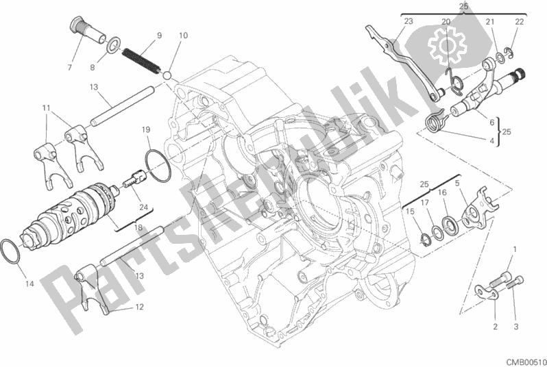 All parts for the Gear Change Mechanism of the Ducati Multistrada 1260 Enduro Touring USA 2020